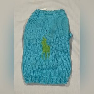 Polo Dog Sweater Size S / M  Cotton Big Pony Logo, Light Blue Color